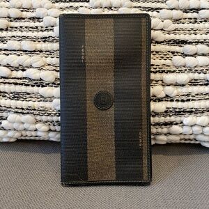 Vintage Fendi Unisex Penguin Stripe Long Wallet - Black & Brown